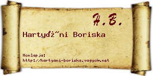 Hartyáni Boriska névjegykártya